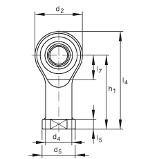 桿端軸承 GIKSR12-PS, 根據(jù) DIN ISO 12 240-4 標(biāo)準(zhǔn)，特種鋼材料，帶右旋內(nèi)螺紋，免維護(hù)