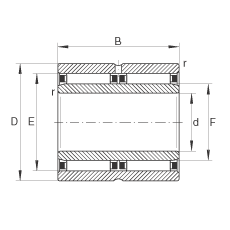 滾針軸承 NAO30X45X26-ZW-ASR1, 無(wú)擋邊，雙列