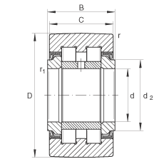 支撐型滾輪 PWTR45-2RS, 滿裝滾子，軸向引導(dǎo)，兩側(cè)唇密封