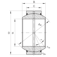 關節(jié)軸承 GE110-FO-2RS, 根據 DIN ISO 12 240-1 標準, 需維護，兩側唇密封