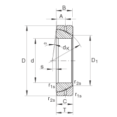 角接觸關(guān)節(jié)軸承 GE50-SX, 根據(jù) DIN ISO 12 240-2 標(biāo)準(zhǔn)，需維護(hù)
