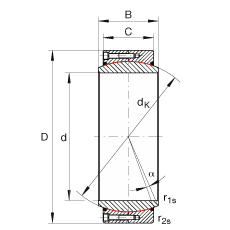 大的關(guān)節(jié)軸承 GE600-DW-2RS2, 根據(jù) DIN ISO 12 240-1 標(biāo)準(zhǔn), 免維護(hù)，兩側(cè)密封