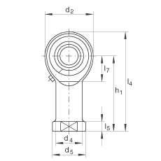 桿端軸承 GIKR20-PB, 根據(jù) DIN ISO 12 240-4 標(biāo)準(zhǔn)，帶右旋內(nèi)螺紋，需維護(hù)