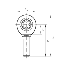 桿端軸承 GAR12-UK, 根據 DIN ISO 12 240-4 標準，帶右旋外螺紋，需維護