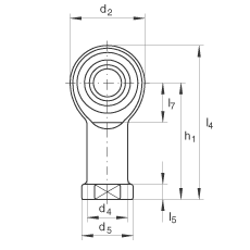 桿端軸承 GIKR6-PW, 根據(jù) DIN ISO 12 240-4 標(biāo)準(zhǔn)，帶右旋內(nèi)螺紋，需維護(hù)