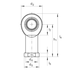 桿端軸承 GIR8-UK, 根據(jù) DIN ISO 12 240-4 標(biāo)準(zhǔn)，帶右旋內(nèi)螺紋，免維護(hù)