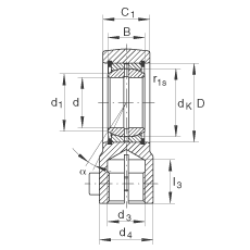 液壓桿端軸承 GIHRK50-DO, 根據(jù) DIN ISO 12 240-4 標(biāo)準(zhǔn)，帶右旋螺紋夾緊裝置，需維護(hù)