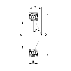 主軸軸承 HSS7013-E-T-P4S, 調節(jié)，成對安裝，接觸角 α = 25°，兩側唇密封，非接觸，限制公差