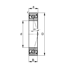 主軸軸承 HCS7010-C-T-P4S, 調(diào)節(jié)，成對(duì)安裝，接觸角 α = 15°，兩側(cè)唇密封，非接觸，限制公差