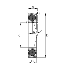 主軸軸承 HCB71932-C-T-P4S, 調節(jié)，成對或單元安裝，接觸角 α = 15°，陶瓷球，限制公差