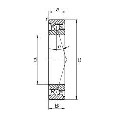 主軸軸承 HS7008-C-T-P4S, 調(diào)節(jié)，成對安裝，接觸角 α = 15°，限制公差