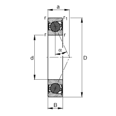 主軸軸承 HCB7010-E-2RSD-T-P4S, 調(diào)節(jié)，成對或單元安裝，接觸角 α = 25°，陶瓷球，兩側(cè)唇密封，非接觸，限制公差