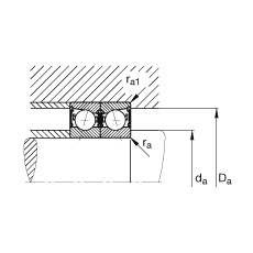 主軸軸承 B7021-C-2RSD-T-P4S, 調(diào)節(jié)，成對安裝，接觸角 α = 15°，兩側(cè)唇密封，非接觸，加嚴(yán)公差