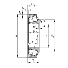 圓錐滾子軸承 30308-A, 根據(jù) DIN ISO 355 / DIN 720 標(biāo)準(zhǔn)的主要尺寸，可分離，調(diào)節(jié)或成對(duì)